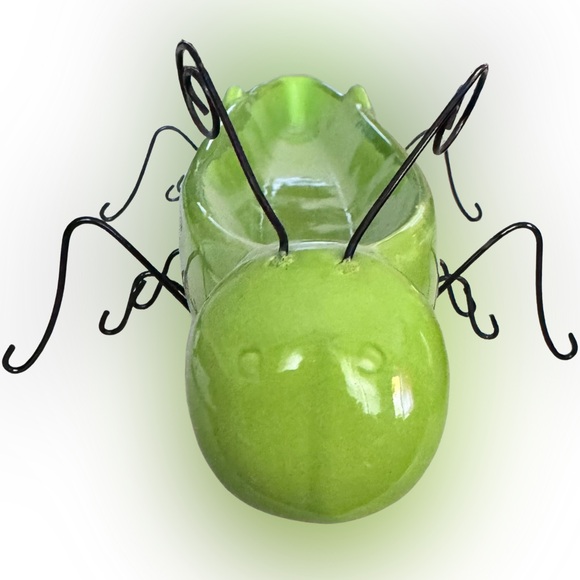 2 Vintage Grass Green Ceramic Grasshopper Appetizer Boat Charcuterie Tray w/legs - Picture 2 of 5
